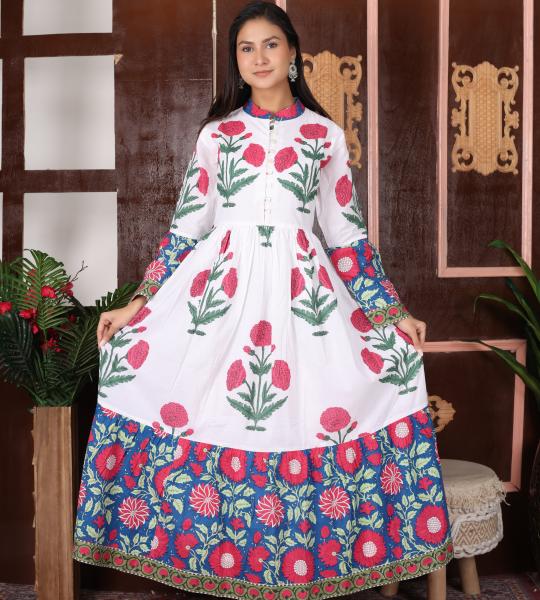 Hand Block Printed Dress, Yellow Colour Floral Print Dress, Indian Cotton Dress, Summer Women Dress, Long Women Dress, Gift For Her