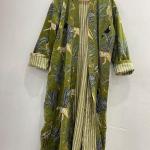 Green Jungle Print Velvet Kimono Robe | Bridesmaid Velvet Coat, Morning Tea Jacket, Cotton Velvet Women’s Robe, Bridal Wear, Gift For Her
