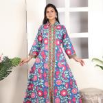 Hand Block Printed Dress - Red Floral Long Cotton Dress, Handmade Beach Cover Up, Perfect Gift For Her, Summer Cotton Dress