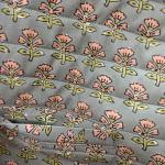 Hand Block Printed Cotton Vest: Gray Indian Handmade Outerwear