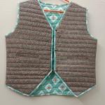 Hand Block Printed Cotton Vest: Gray Indian Handmade Outerwear