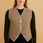 Hand Block Printed Cotton Vest: Gray Indian Handmade Outerwear
