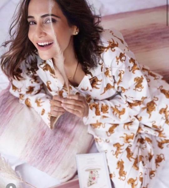 Tiger Print Cotton Pajama Set: Indian Bohemian Sleepwear