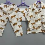 Tiger Print Cotton Pajama Set: Indian Bohemian Sleepwear