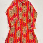 Women's Red Tiger Print Maxi Dress | Full Sleeve Collared Long Dress | Elegant Cotton Shirt Dress with Pockets