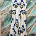 Hand Block Floral Printed Women Cotton Dress, Indian Handmade Cotton Long Dress