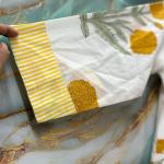 Yellow & White Floral Embroidered Long Dress for Women, Indian Printed Cotton Summer Maxi Dress