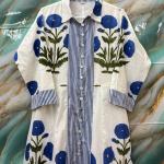 Hand Block Floral Printed Women Cotton Dress, Indian Handmade Cotton Long Dress