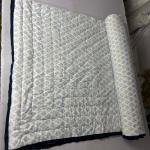 Handmade Cotton Block Print Quilt – Reversible Floral Jaipuri Blanket, Blue Border Bedding, Indian Cotton Quilt