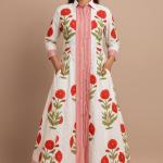 Hand Block Printed Cotton Dress, Lining Floral printed Dress, Handmade Dress, Wedding Long Dress For Women