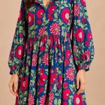 Floral Print Short Women's Maxi Dress, Handmade Summer Dress